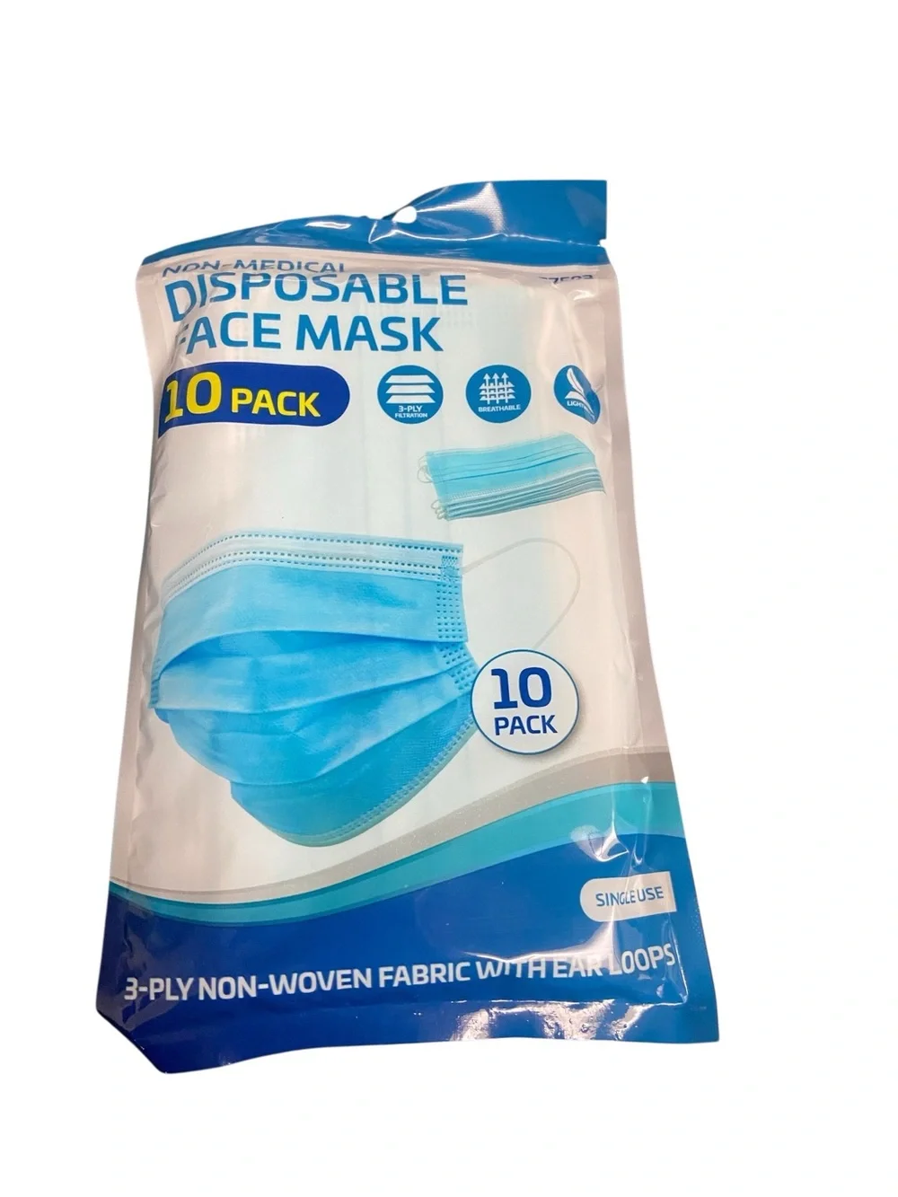 Disposable Face Masks 10-Pack - Black & Blue